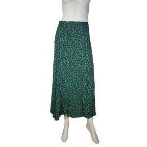 Reformation Dark Green Floral Midi Skirt